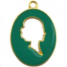 Bedel 1 oog Camee Goud-emerald green